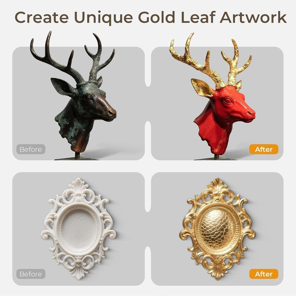 Eco-Friendly Gold Leaf Adhesive Kit with 100 Sheets & Easy Application Tools