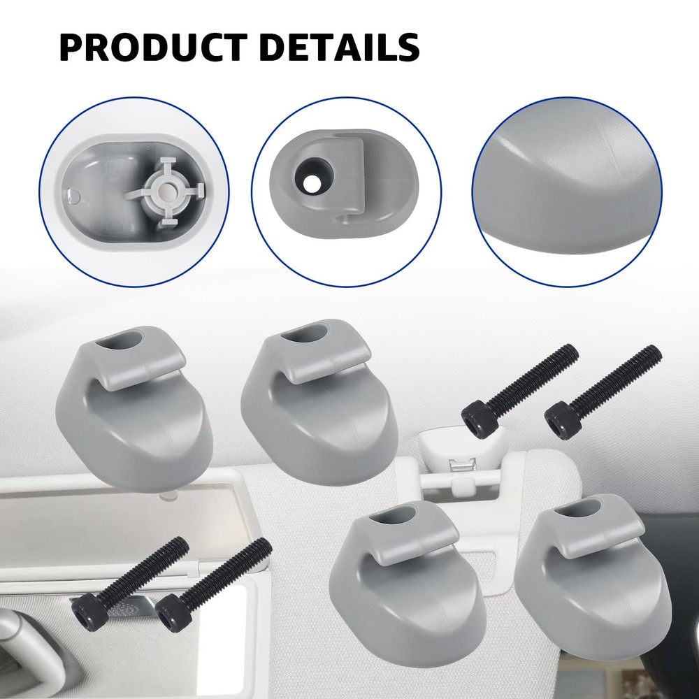 4PCS Sun Visor Clip Pair Gray Interior-Bone Compatible with Kenworth Peterbilt I