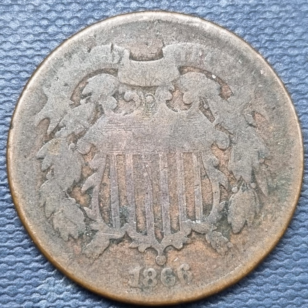 1866 Two Cent Piece 2c Type Coin Circulated #96994