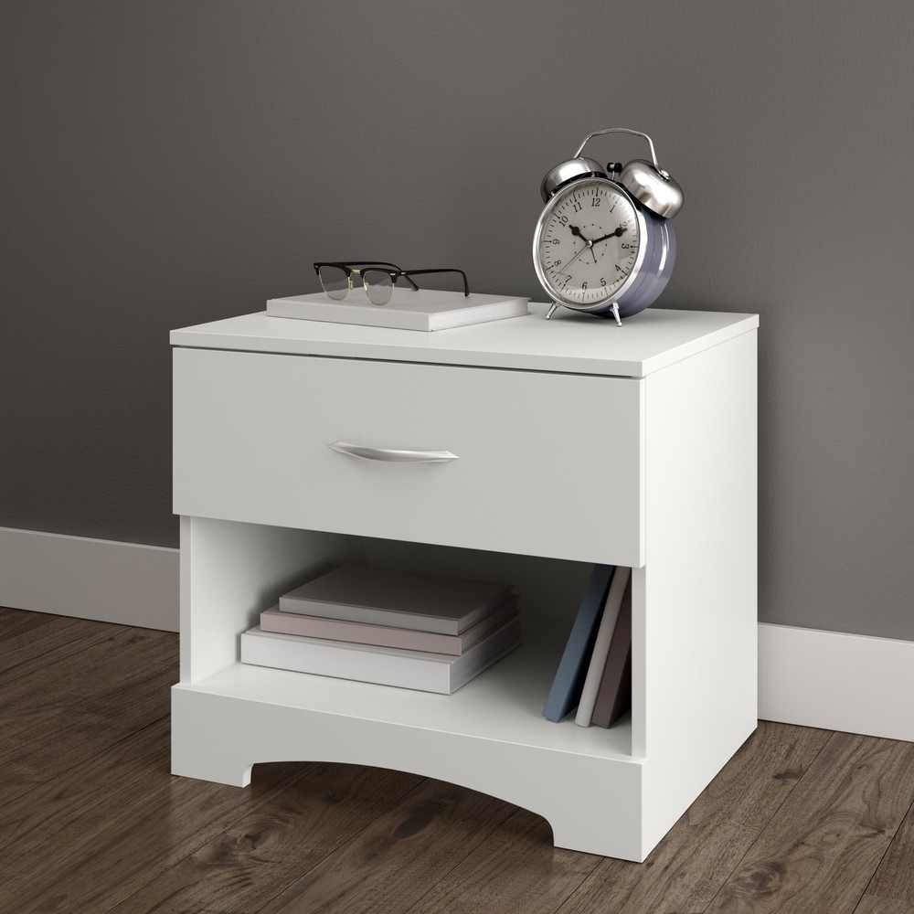 South Shore Step One 1-Drawer Nightstand End Table W/ Storage White