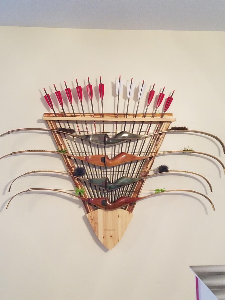 Compound Bow Rack Arrow Wall Mounting Storage Holder Rustic Look Cabin Display