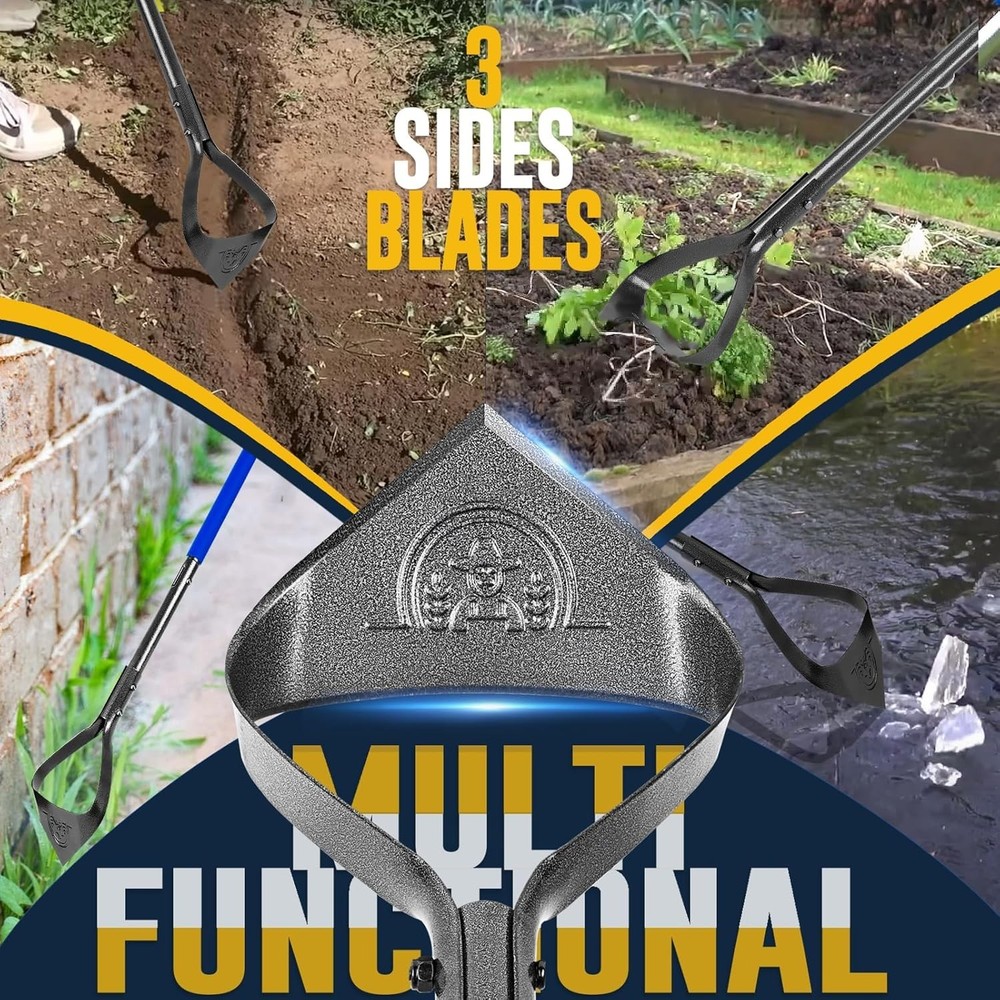 Adjustable 52.7" Carbon Steel Weeding Hoe with Triangular Blade for Efficiency