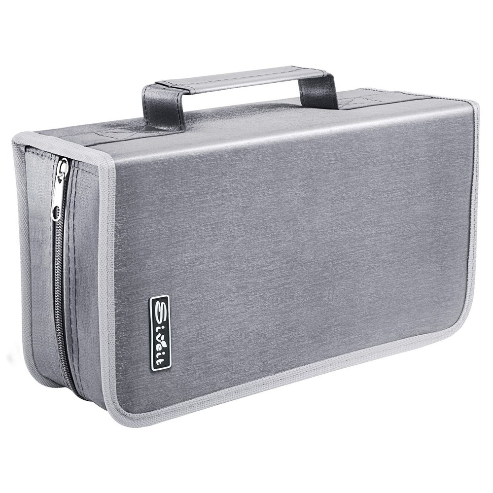 Siveit DVD Case, 128 Capacity CD/DVD Case Wallet Binder White binder, Silver