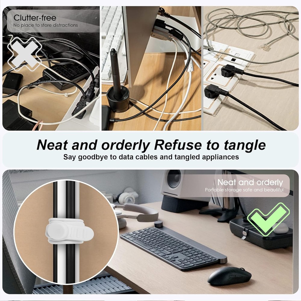 Silicone Cable Organizer Straps – 24PCS Reusable Wire Ties