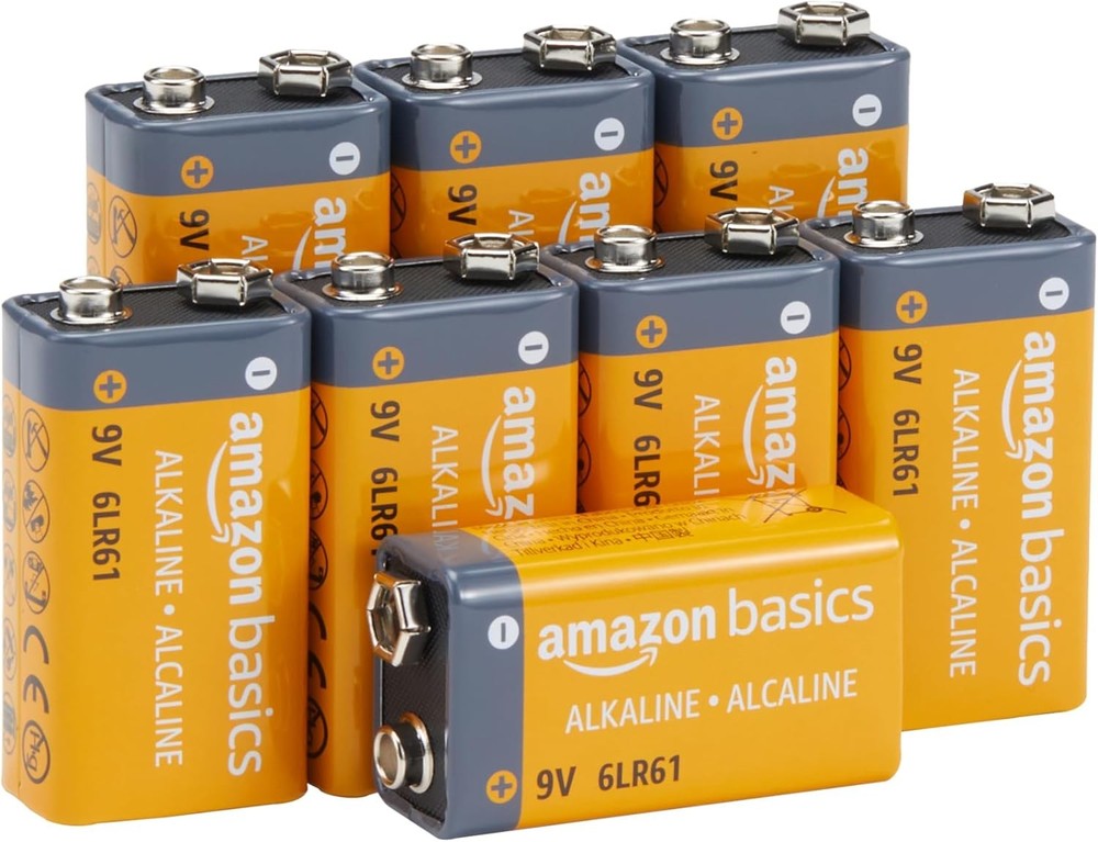 8-Pack 9V Long-Lasting Alkaline Batteries for Smoke Detector, Electronics