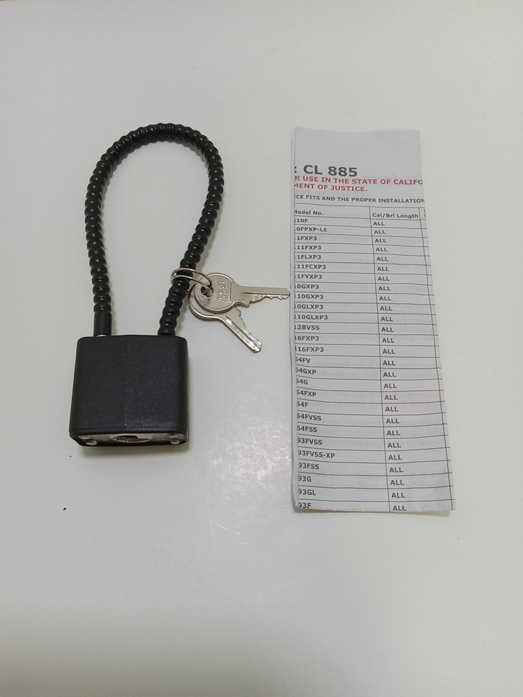 Gun Cable Lock 2 Keys Model # CL 885 with Instruction Sheet