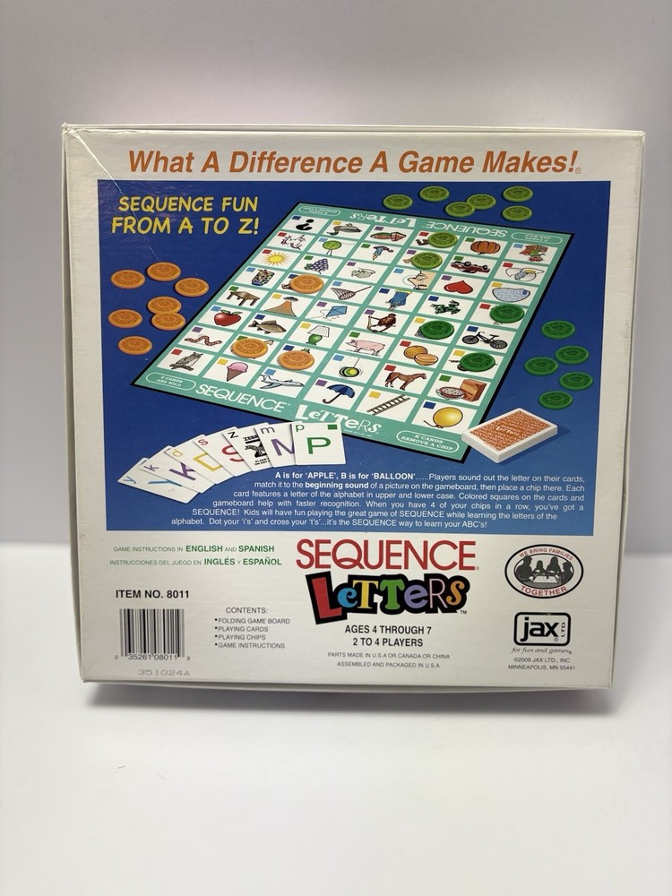 Sequence LETTERS Kids Alphabet Strategy Board Game SEE DESCRIPTION