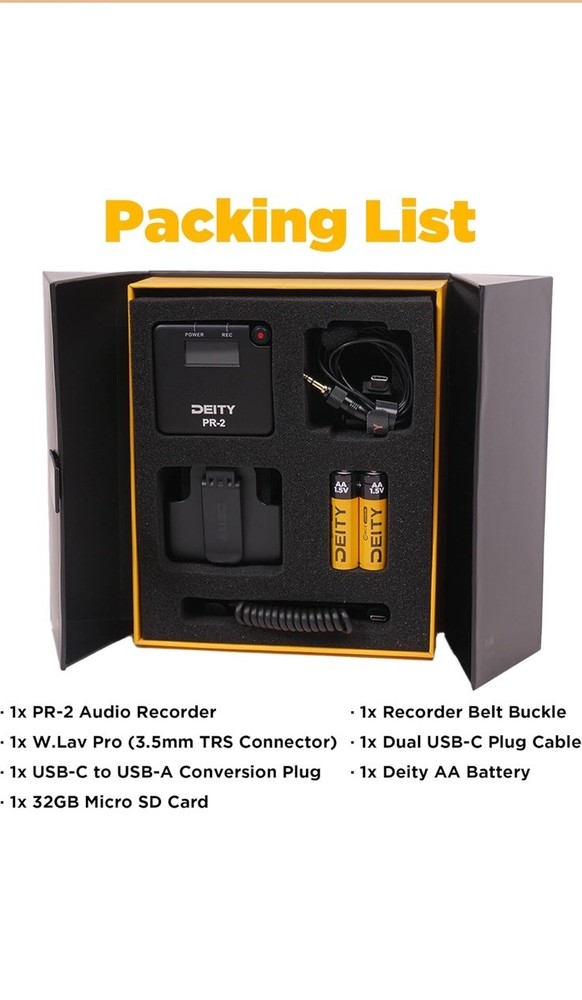 Deity PR-2 Pocket 32-Bit Float Audio Recorder Lavalier Mic Bluetooth Control