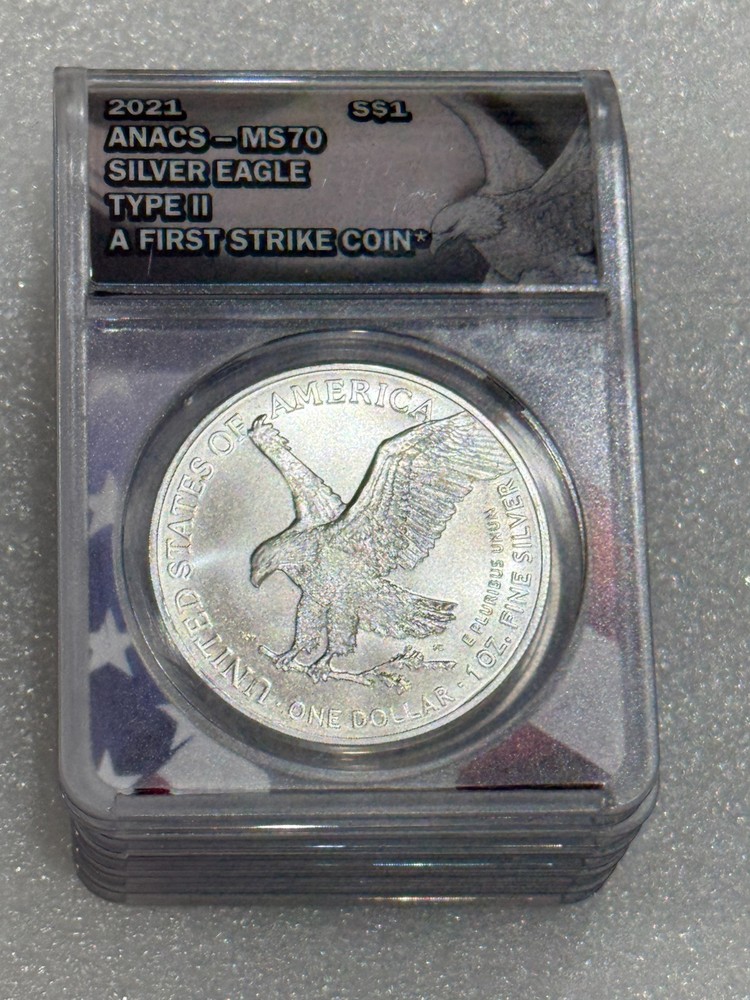 2021 SILVER EAGLE TYPE 2  ANACS MS70  ~~ FIRST STRIKE FLAG CORE ~~