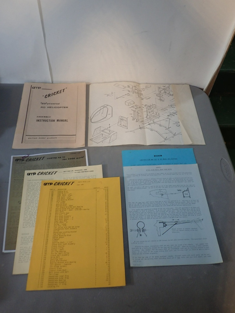 Gorham Cricket 25 RC Helicopter Assembly Instruction Manual