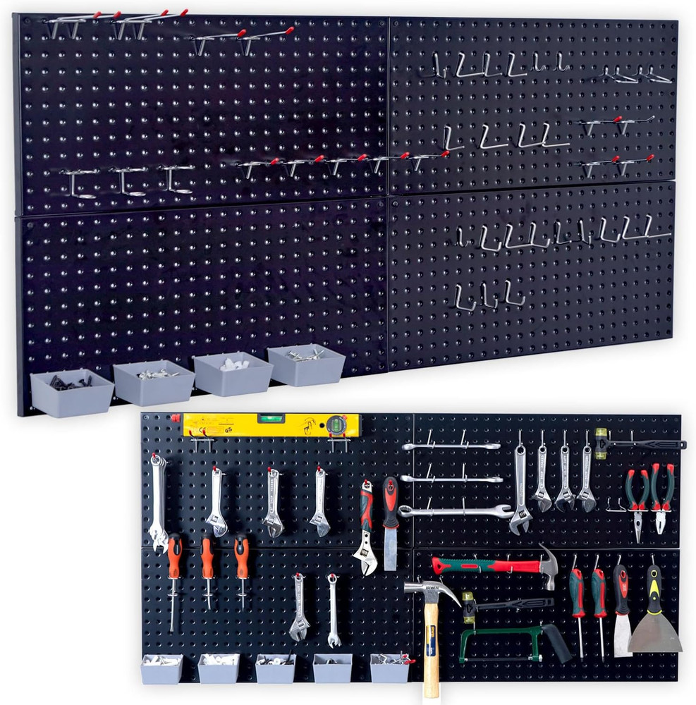Pegboard Organizer Garage Storage - 48Pcs Pegboard Hooks Set, Pegboard Tool Orga
