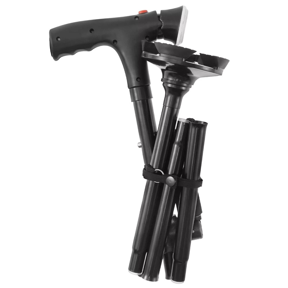 1PC Durable Aluminum Adjustable Walking Cane 4-Section Collapsible Design