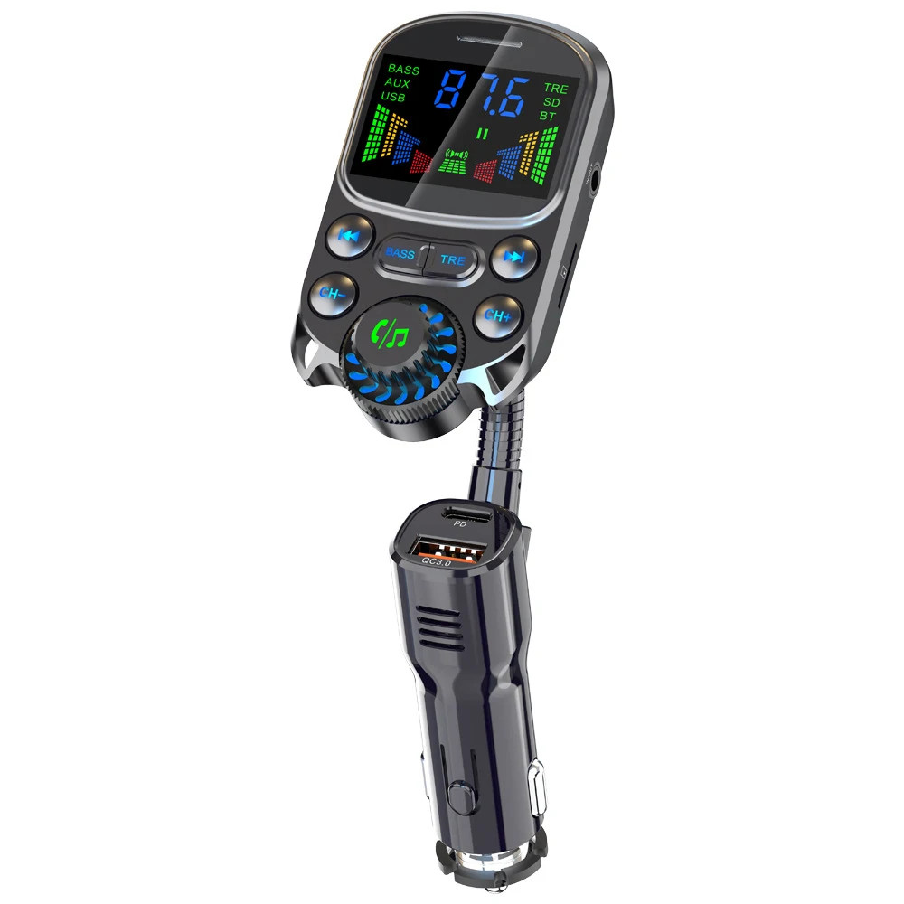 Bluetooth-compatible Car Kit Cigarette Lighter Handsfree FM Transmitter AUX Audi