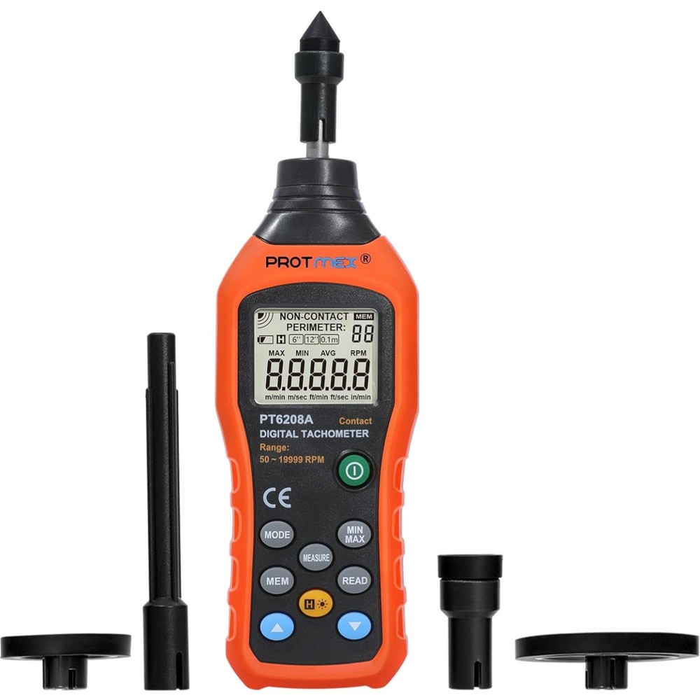 Portable Digital Tachometer with 100 Groups Data Logging - LCD Backlight