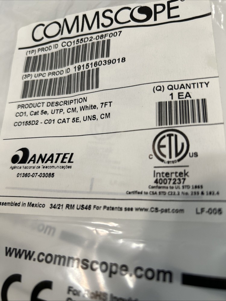 CommScope Cat 5e Unshielded 7Feet White Color 10 Pc