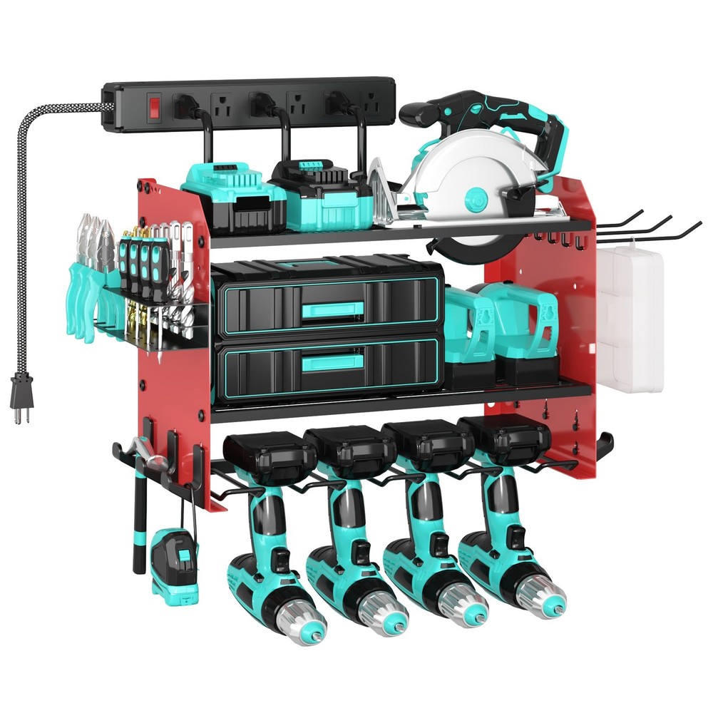 CFMASTER 3 Layer Heavy Duty Power Tool Organizer Wall Mount with Charging Sta...