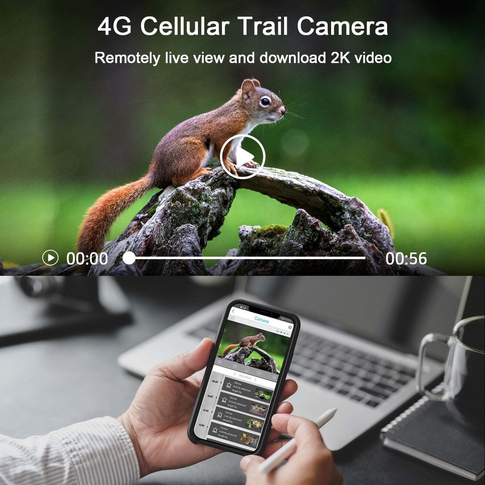Campark 2K 4G LTE Cellular Solar PTZ Trail Camera Security Camera With SIM Card
