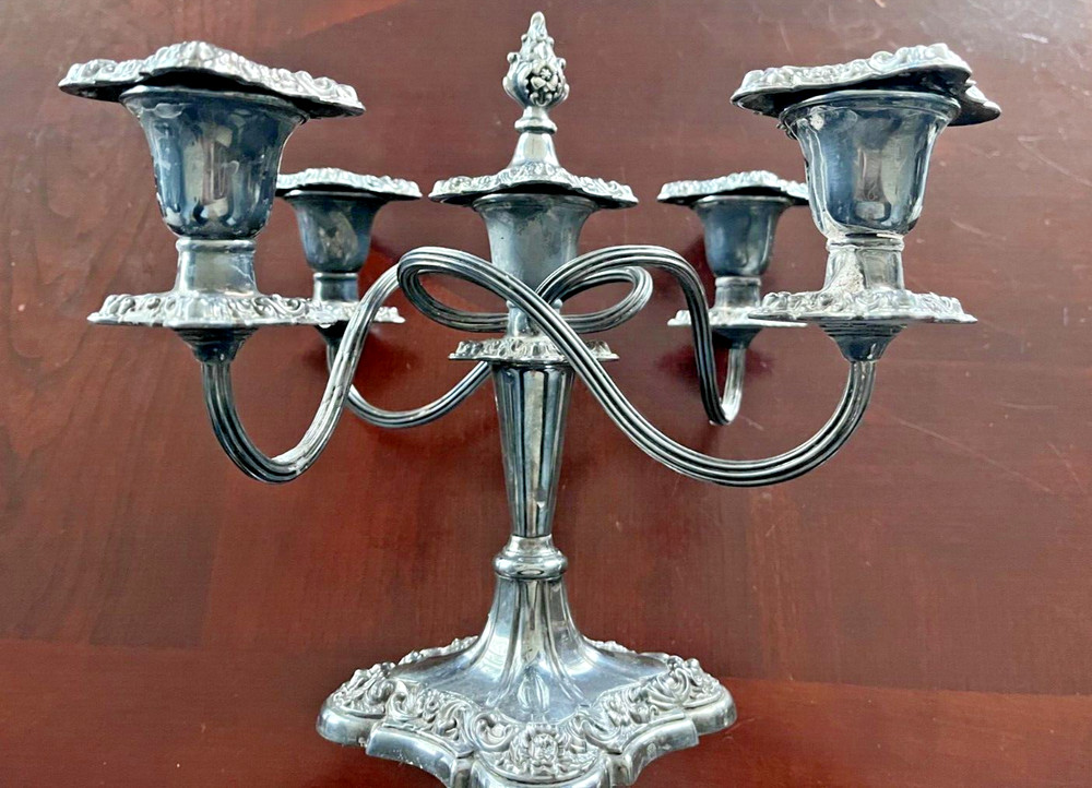 Antique Adelphi Silverplate 5 Candle Candelabra