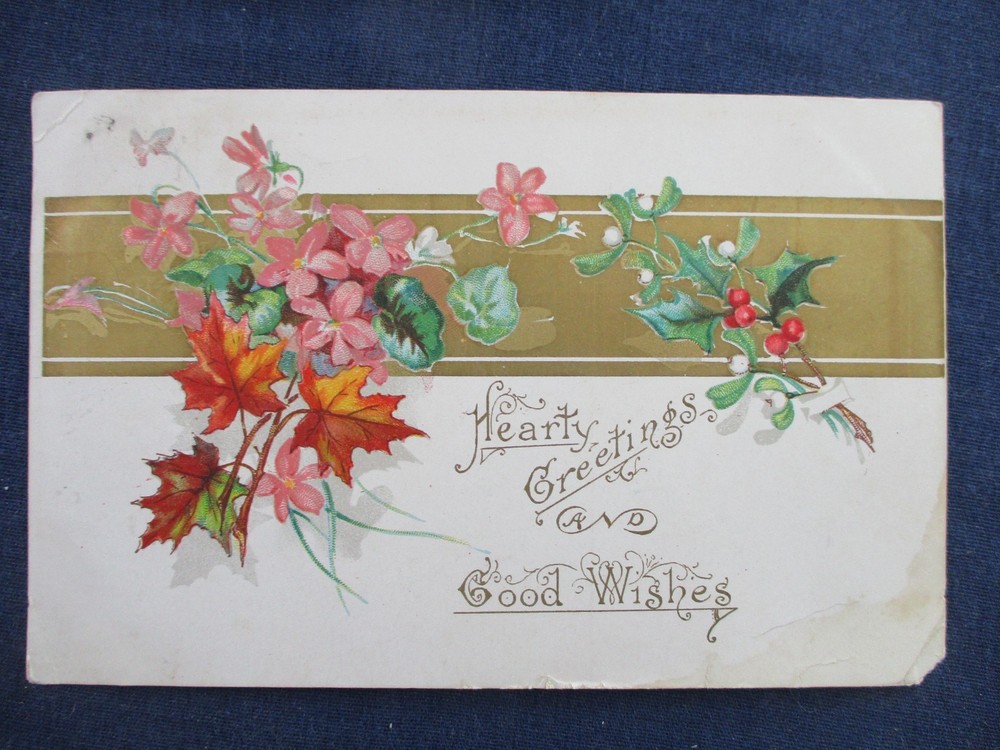 1908 Toronto Canada 3 Ring Cancel on Greeting Postcard Used Local