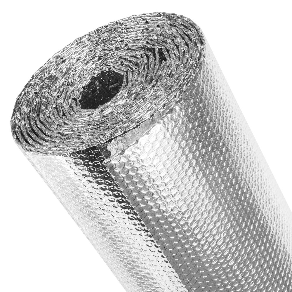 fowong Reflective Bubble Insulation Sheet, Double 48" x 10 Ft X 3mm, Silver