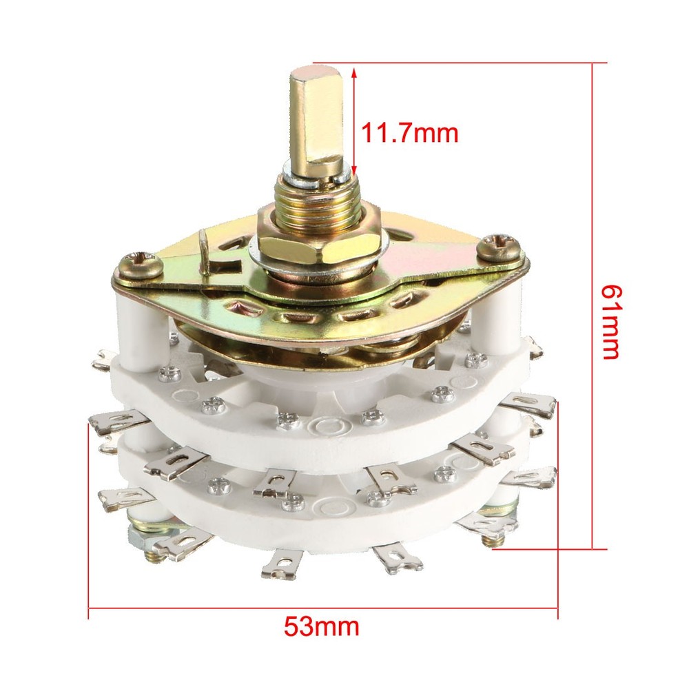 6P3T 6 Pole 3 Position 2 Deck Band Channel Rotary Switch Selector