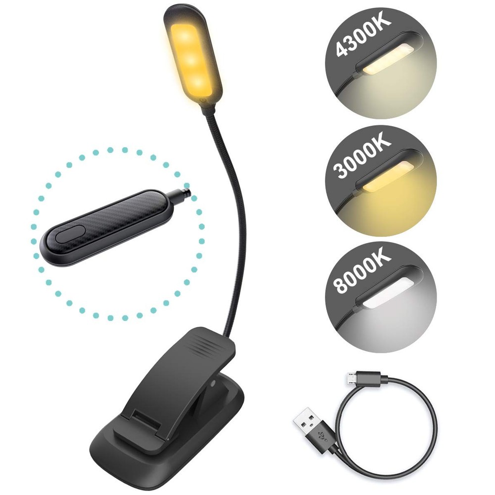 Book Light Rechargeable Clip On Reading Light Dimmable Brightness Reading Lights