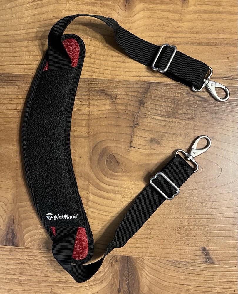 TaylorMade Single Shoulder Strap Adjustable Padded Red Black Silver Carabiners