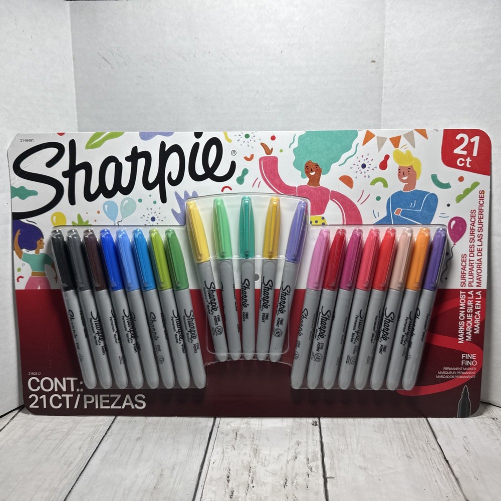 Sharpies Markers Bold Fine Tip  Assorted Colors 21 Count