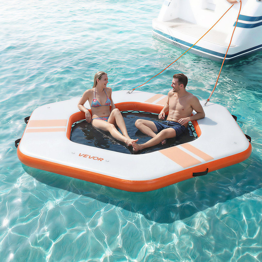 Inflatable Floating Dock, 8.5x8.5 FT Inflatable Dock Platform, Orange