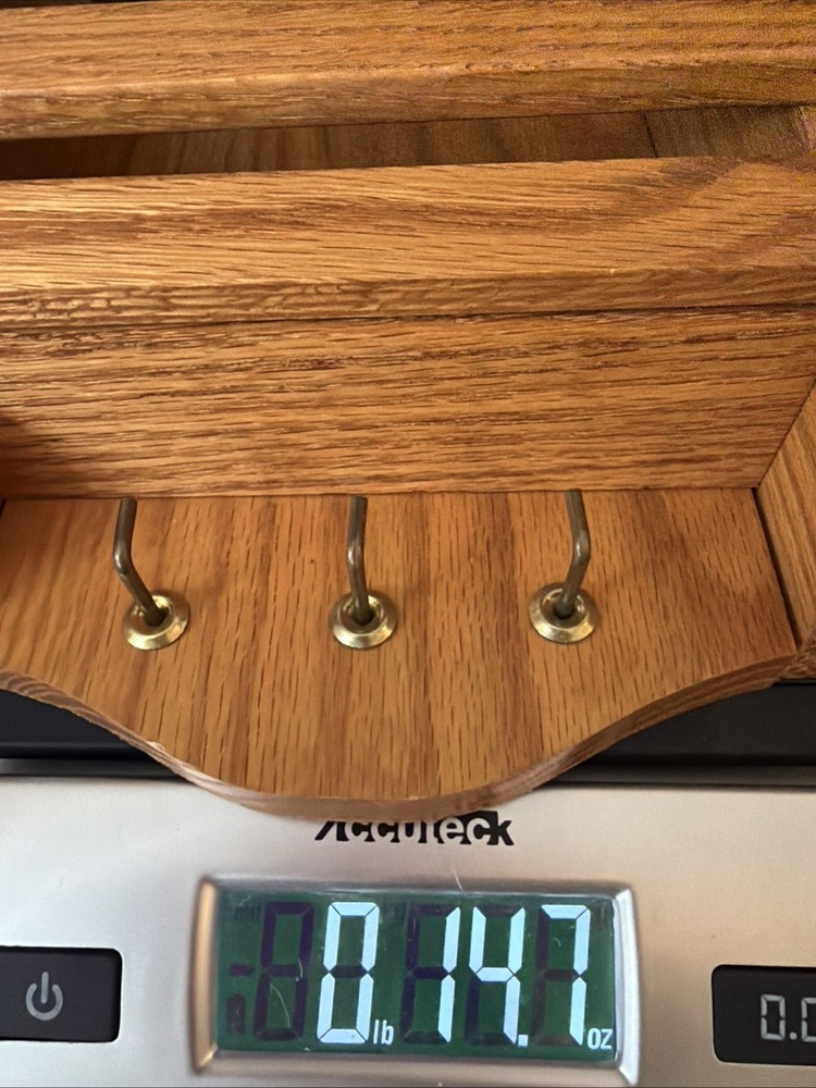 Oak Wood Mail Organizer And Three Key Storage Decor