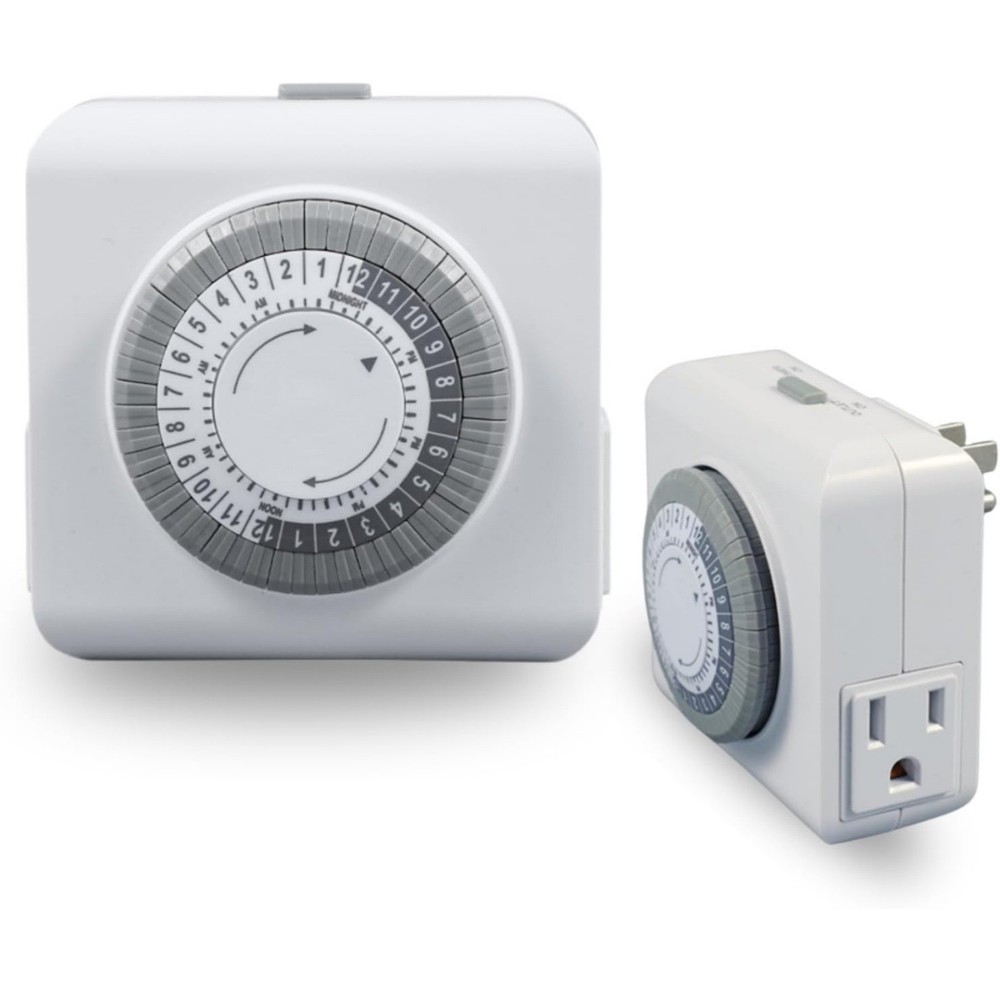 2 Pack 110-125V 3-Pin Outlet Timer For Lamp Control 24-Hour Programmable Switch