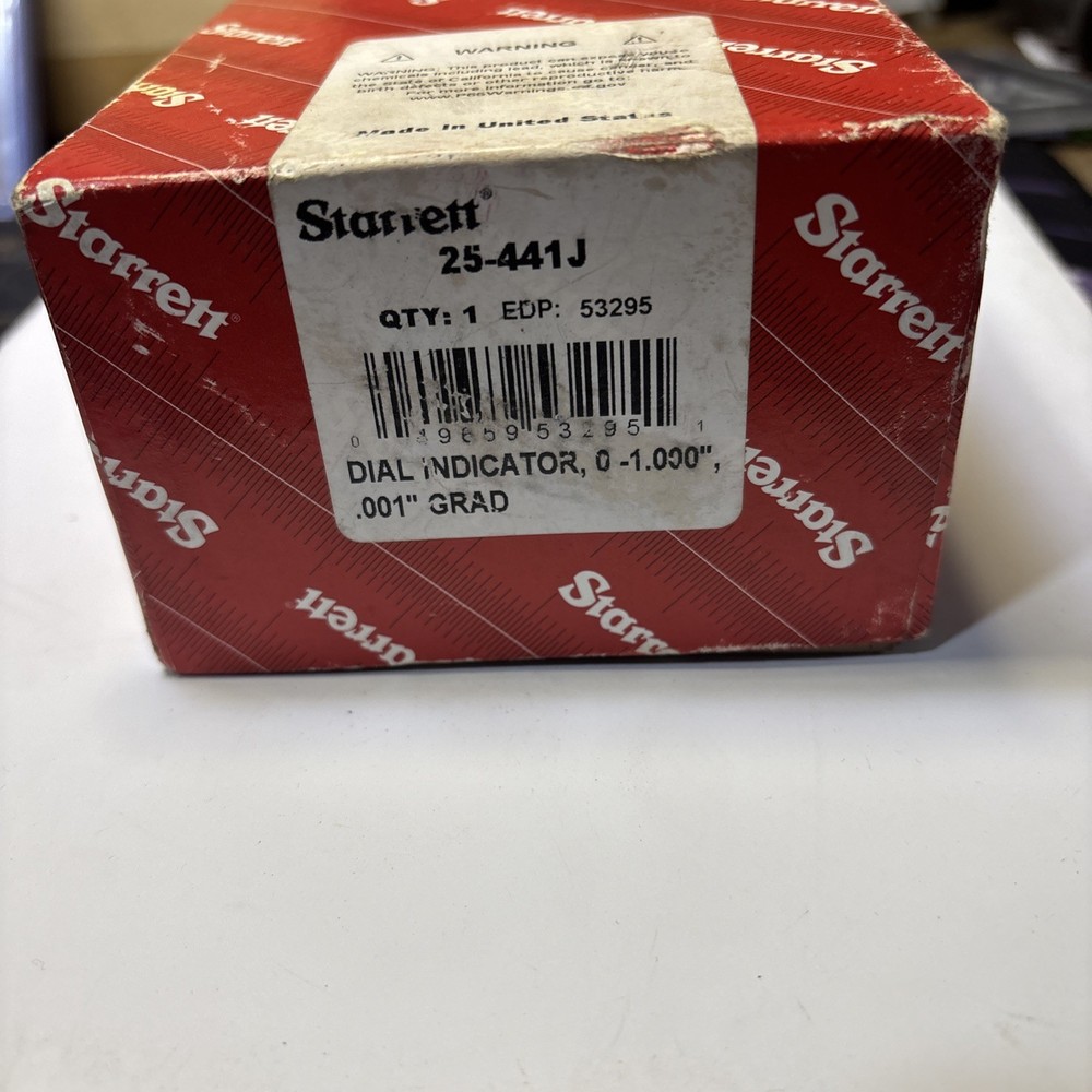Starrett 25-441J Dial Drop Indicator: 1" Range, 0-100 Reading