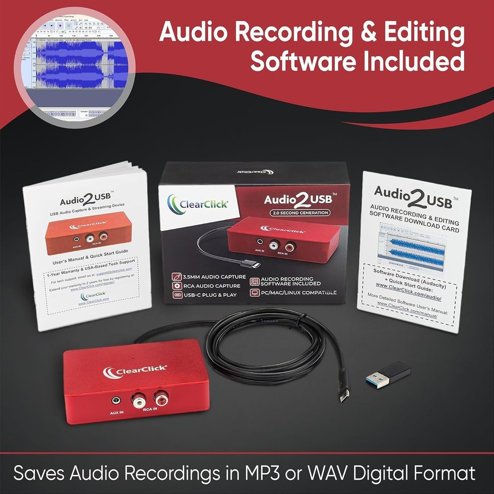Multi-Platform USB Audio Capture with Included Editing Software and Instructions