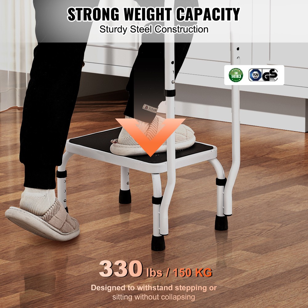 VEVOR Step Stool Ladder 3 Adjustable Height with Handle Max Load 330lbs for RVs