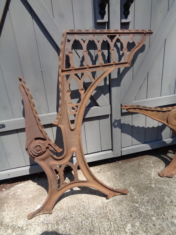 Antique Cast Iron School Desk Frame Side
