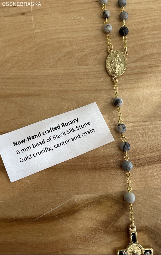 Rosary with black /grey stone