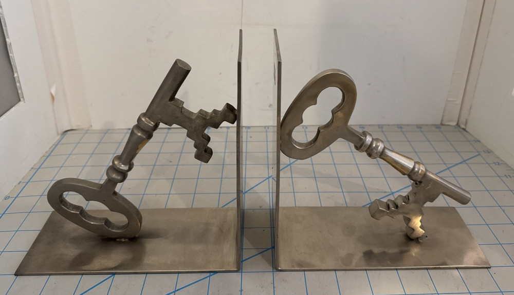 Metal Skeleton KEY Bookends Heavy