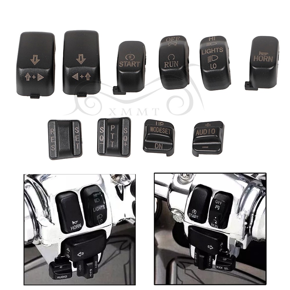 Black Hand Control Switch Housing Button Cap For Harley Electra Glide 1996-2013