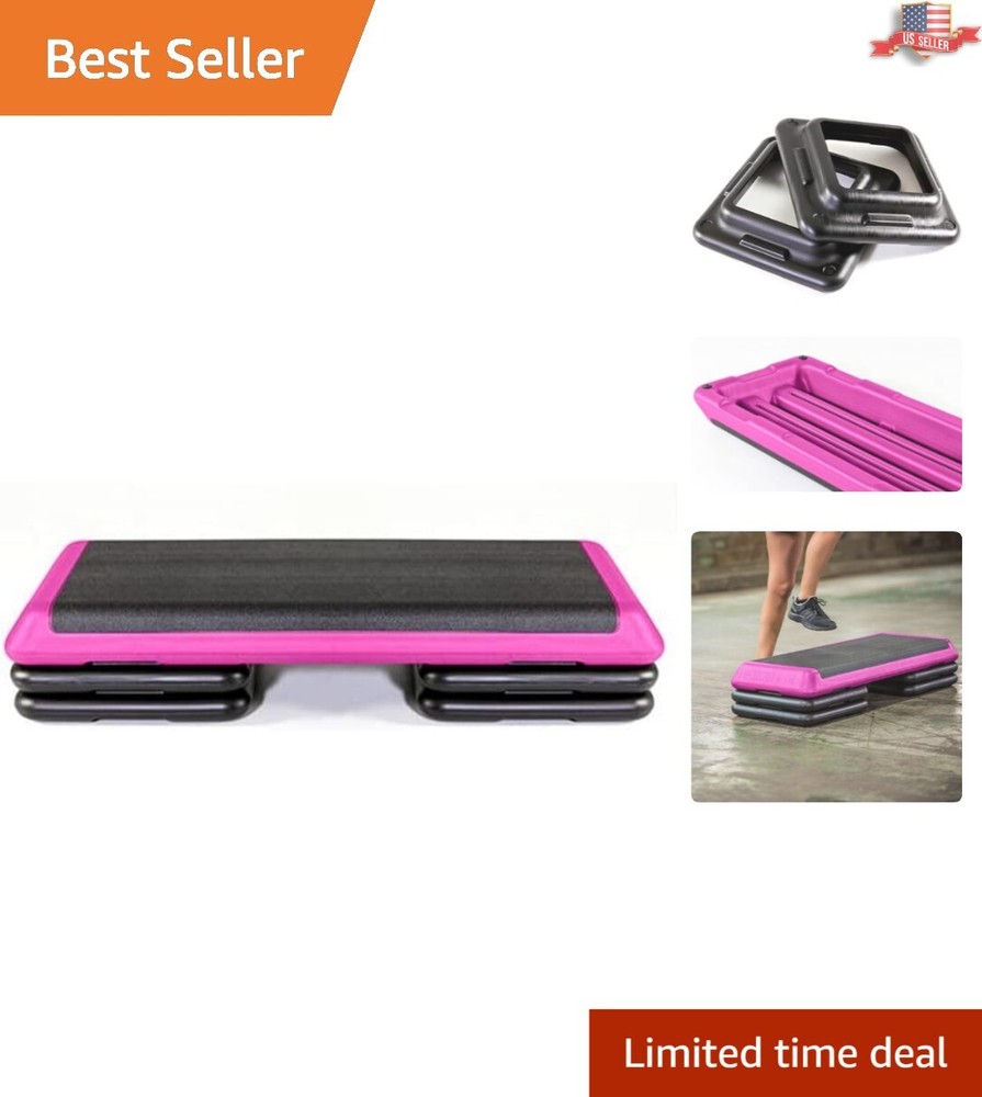 Durable Aerobic Step Platform with 4 Risers - Adjustable Height for Home Workout