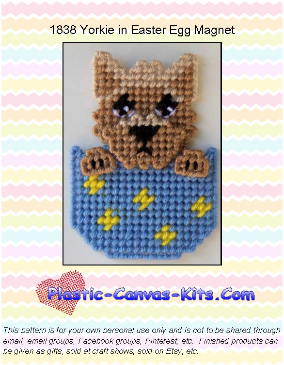 Yorkie in Easter Egg Magnet-Plastic Canvas Pattern/Kit