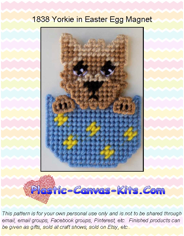 Yorkie in Easter Egg Magnet-Plastic Canvas Pattern/Kit
