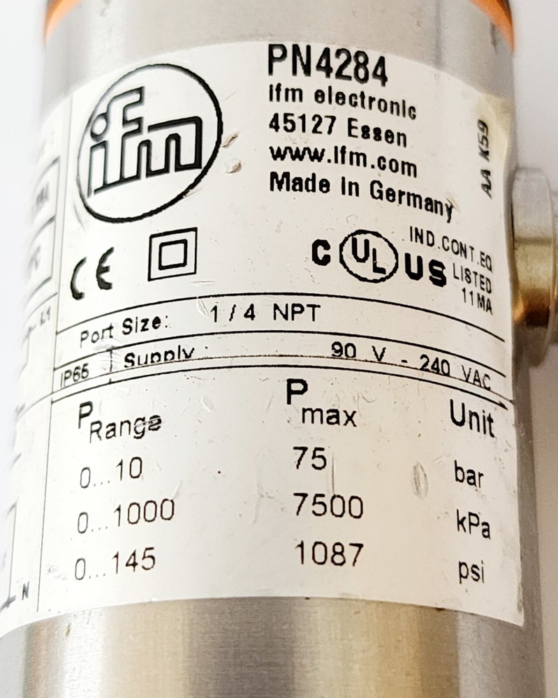 EFECTOR IFM PN4284 PRESSURE SENSOR/TRANSDUCER (NEW OPEN BOX)