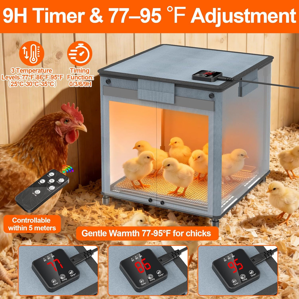 Chicken Brooder Box for Chicks, Revamped Chick Brooder Heater with Adjustable Te