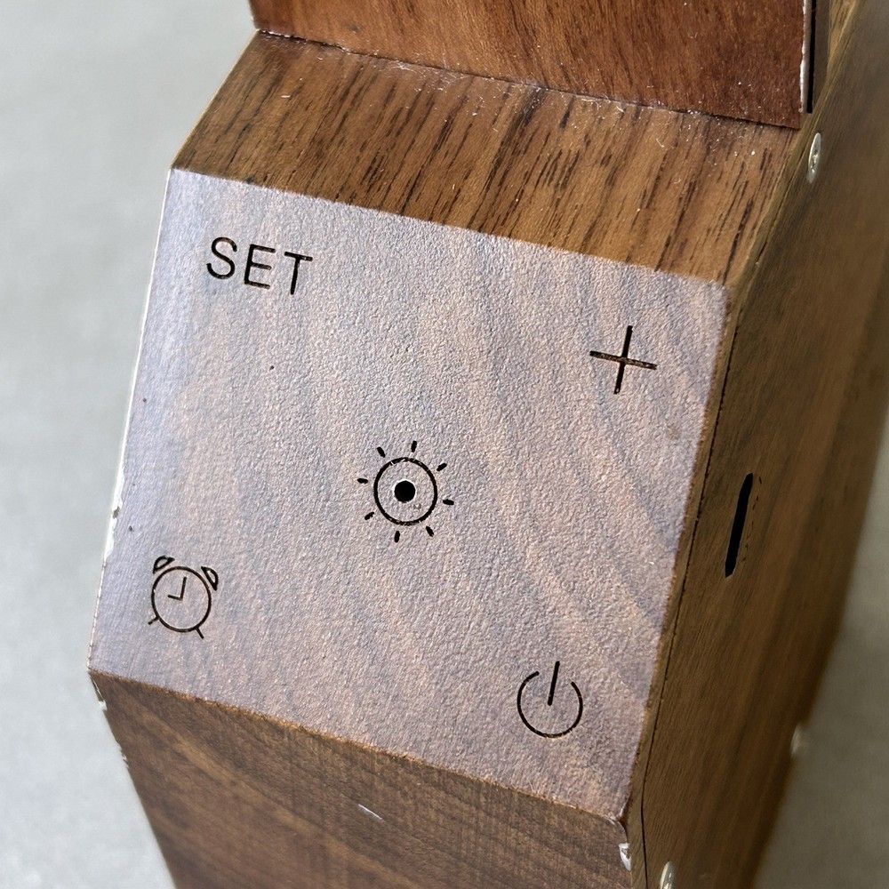 Gingko Octagon One Plus Alarm Clock Light Natural Walnut
