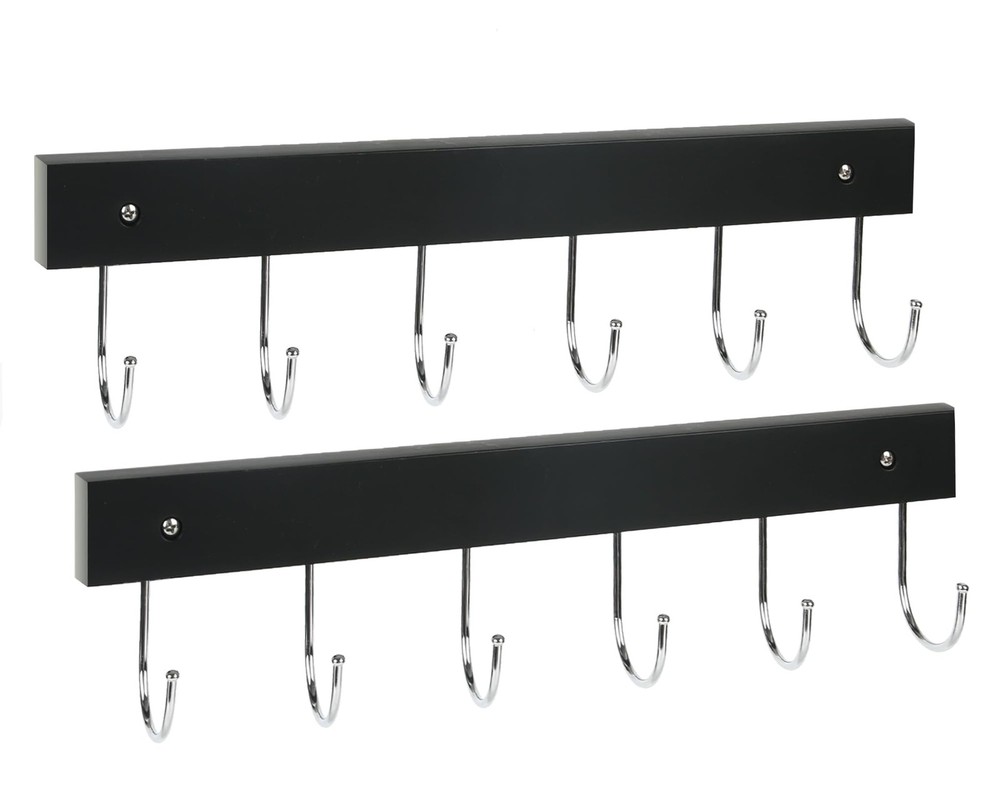 2 Pack Coat Rack Wall Mount with 12 Rotating 180° Coat Hooks, 14.6" Rustproof...