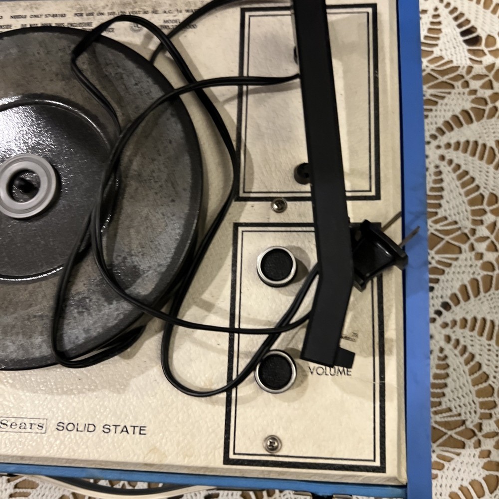 Sears Solid State Vintage Red/Blue Record Player Psychedelic Blue Orange
