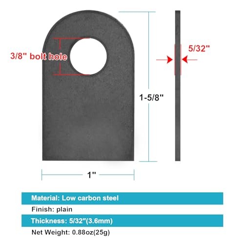 30 Pack Weld On Mounting Tab, Steel Basic Welding Tab, 1-5/8" Tall, 1" Width,