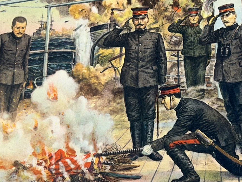 Vintage Japanese Naval Scene Print