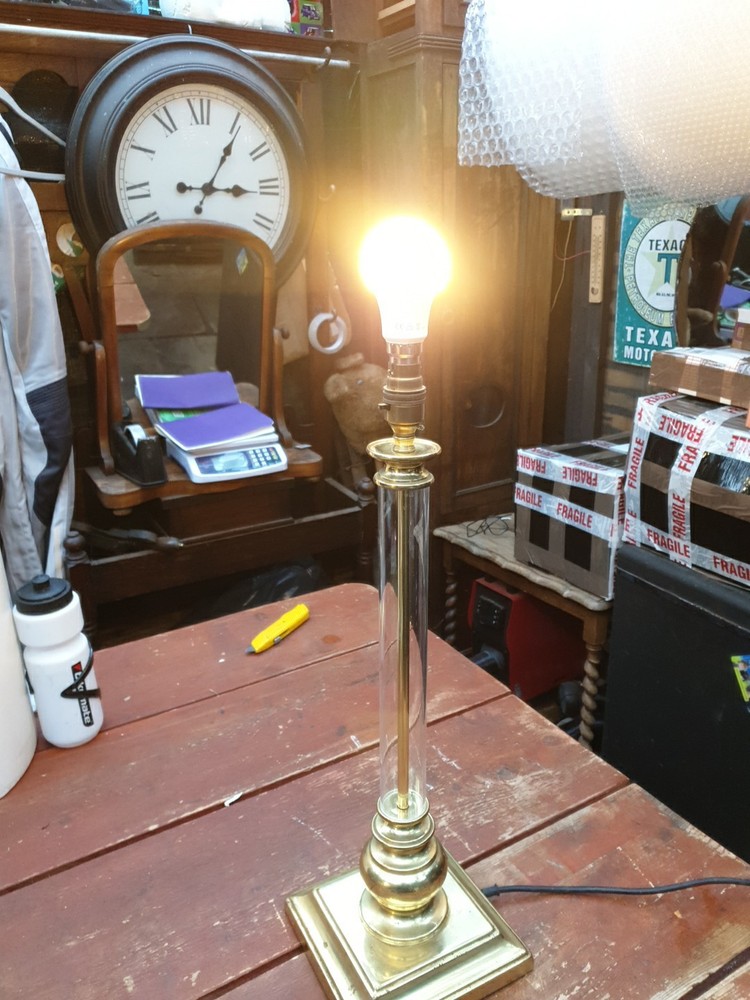 Single Column Table Lamp Brass And Glass Combination