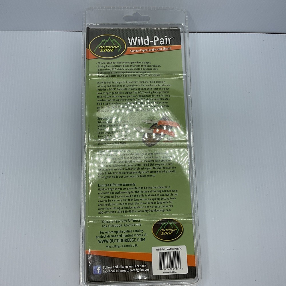Outdoor Edge Wild-Pair Skinner- Caper Combo With Sheath